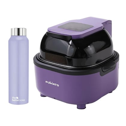 The Better Home FUMATO Aerochef Pro Air fryer With Digital Screen Panel 6.8L Purple  Stainless Steel Water Bottle 1 Litre Purple-The Better Home FUMATO Aerochef Pro Air fryer With Digital Screen 