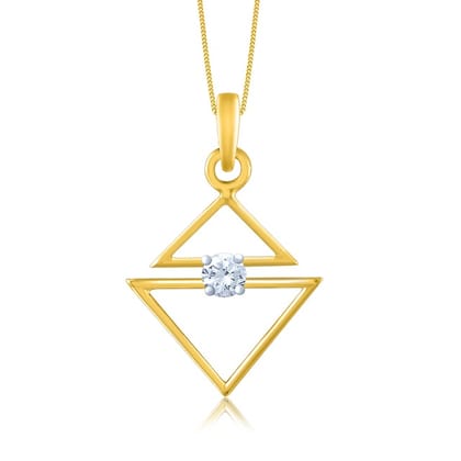 Senco Gold Triangular Flamboyance Solitaire Pendant