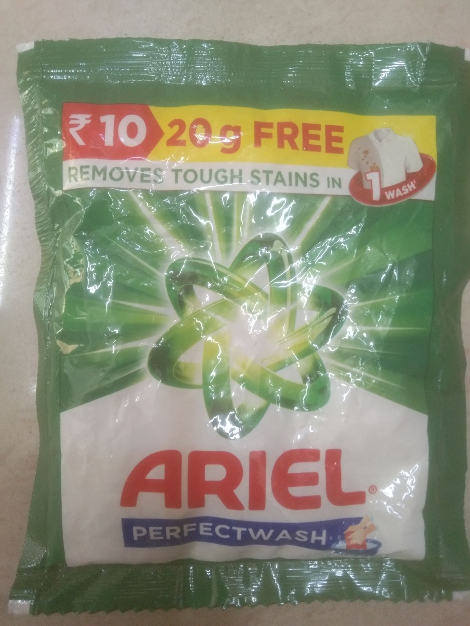 Ariel Perfectwash Removes tough stains in 