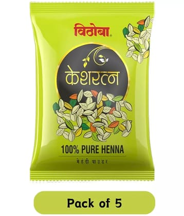 Vithoba Keshratna 100% Pure Natural Henna Mehndi Hair Color/Dye Powder for Men & Women | Pack of 5 |