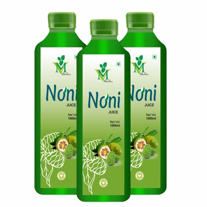 Mint Veda Fresh Noni Juice | Sugar Free|Immuniy Boost | Rich Antioxidants Booster | Sugar Free Juice| 1 litre | Pack of 3