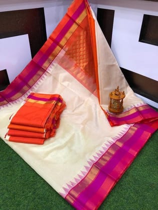 KUPPADAM CREAM WITH ORANGE COLOR SILK SAREE