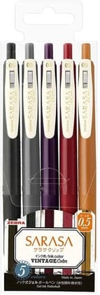 Zebra Sarasa Clip Gel Pen - Vintage Color - 0.5 mm - 5 Color Set