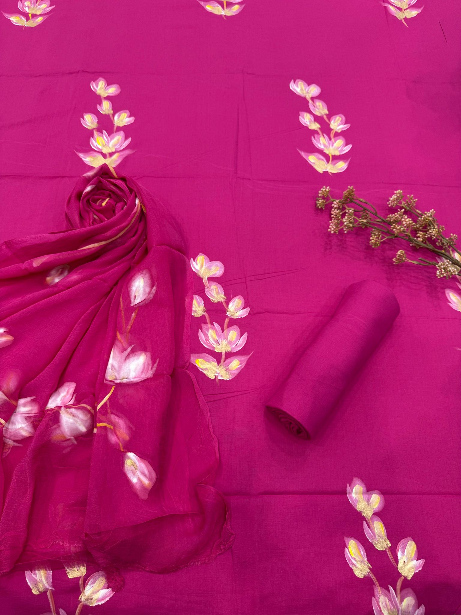 Cotton Suit With Chiffon Dupatta