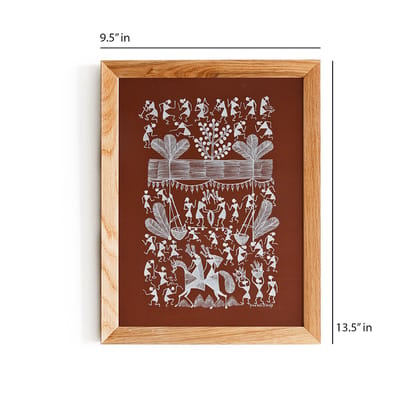 warli painting-villager's celebrating festival (brown)