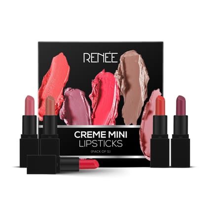 RENEE Creme Mini Lipstick - Pack Of 5, 1.65gm each