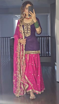 Punjabi Style Purple Color Georgette Sequence Work Lehenga With Too-M