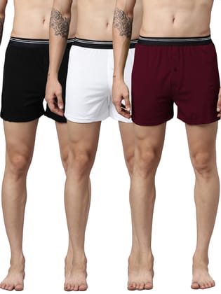 3 Pack Solid Cotton Boxers-M