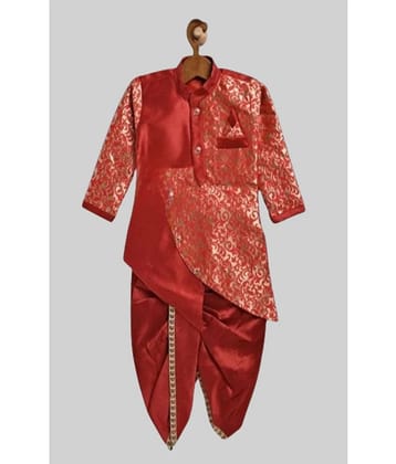 Coxxup Maroon Silk Blend Boys Sherwani ( Pack of 1 ) - None