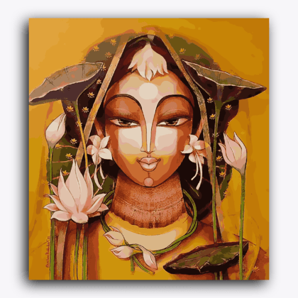 A Woman - Indian Art-Without Frame / 18x20 inch / 24 Palette