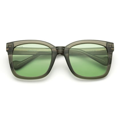 PERKEY Square-Oversized Green UV Protected Polarized Sunglasses Men Women - PRKY003-C2-Medium / Green / Grey