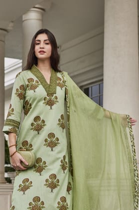 Kota Cotton Dupatta with Printed Borders-Kota Cotton / in