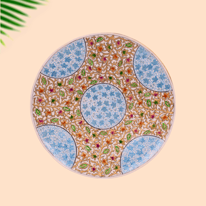 Kashmiri Papier Mache Wall Decor Decorative Plate-White