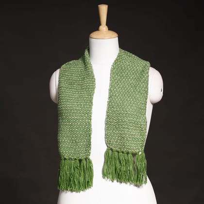 Green - Kumaun Hand Knitted Woolen Muffler (66 in)