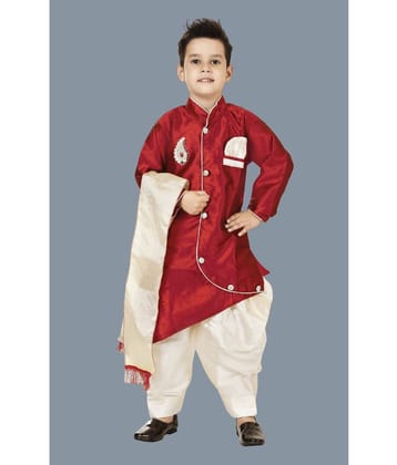 STYLOKIDS Maroon Silk Blend Boys Sherwani ( Pack of 1 ) - None