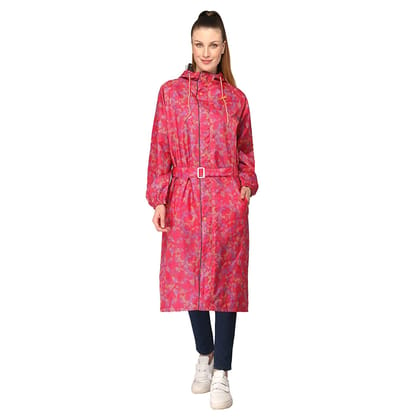 THE CLOWNFISH Juliet Series Women's Waterproof Reversible Raincoat with Printed Pouch, Pink XXL-THE CLOWNFISH Juliet Series Women's Waterproof Reversible Raincoat with Printed Pouch (Pink, XXL)