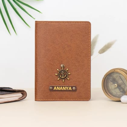 PERSONALISED PASSPORT COVER - TAN-Tan