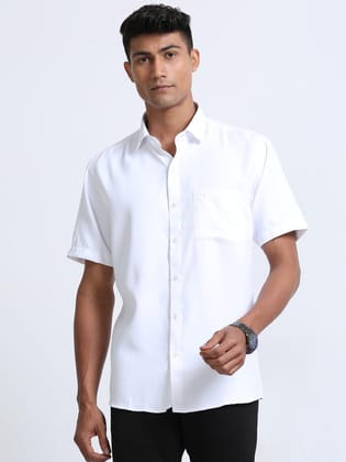 Economic Ginger Half Sleeve Shirt for Men in White-38