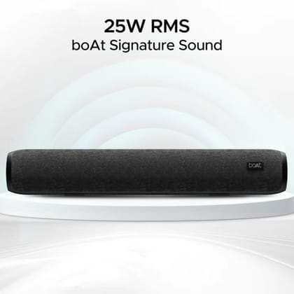 BoAt Aavante Bar 600, 25W RMS Bluetooth Stereo Soundbar, Up to 7HRS Long Playback, 2.0 Channel, Dual Passive Radiators, BT, AUX (Black)