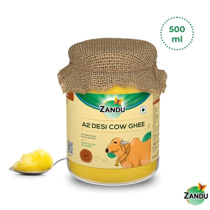 Pure A2 Desi Cow Ghee  Made Using Traditional Bilona Method Rich in Nutrients 500ml-500ml