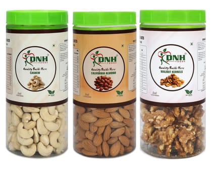 DRY FRUITS COMBO 1.5 KG PACK 500G X 3 PC CASHEW ALMONDS WALNUT - Strengthens Muscles, Supports Skin Health, Improves Digestion