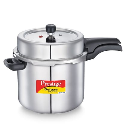 Prestige Deluxe Alpha Svachh Stainless Steel Spillage Control Pressure Cooker, 10 L (Silver)