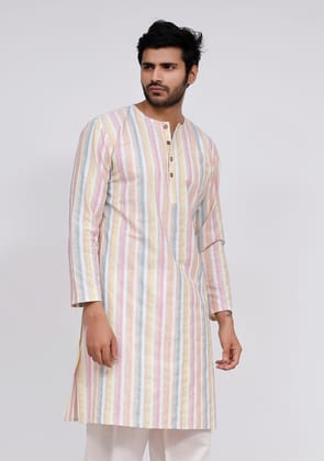 White Stripe Button Down Kurta-38