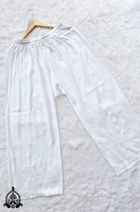 Yukti Chikankari Rayon Palazzo-White