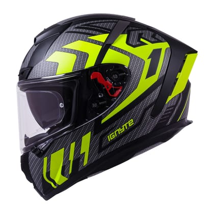 Ignyte IGN-4 Atomixx ISI/DOT Certified Full Face Graphic Helmet with Outer Anti-Fog Clear Visor and Inner Smoke Sun Shield (Glossy Black Neon)-Medium 580 MM