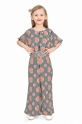 Be:Kids Black and White Striped Top with Orange Polka Dots and Matching Palazzo Pants Set