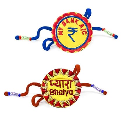 Indigifts Gift For Brother My Bank Blance And Pyara Bhaiya Quotes Printed Embroidary Rakhi Set of 2 Rakhi with Roli, Greeting Card, Rakshabandhan Gifts For Brother, Raksha Bandhan Gift For Brother