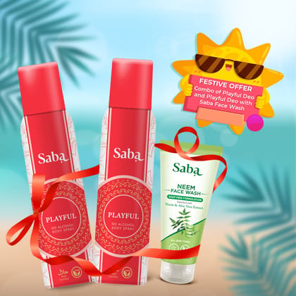 Combo of 2 Saba Playful Deodorants with Saba Neem Facewash