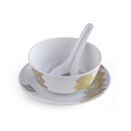 SUPERWARE, Pure Melamine | Soup Set - GOLDDEKO | Set Of 18 Pcs.| Stain Free, Glazed Finish