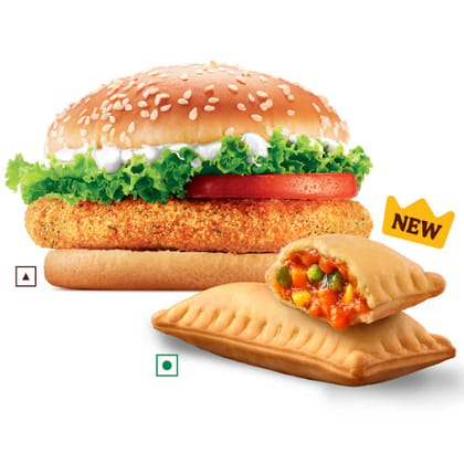 BK Chicken Burger + BK Veg Pizza Puff.