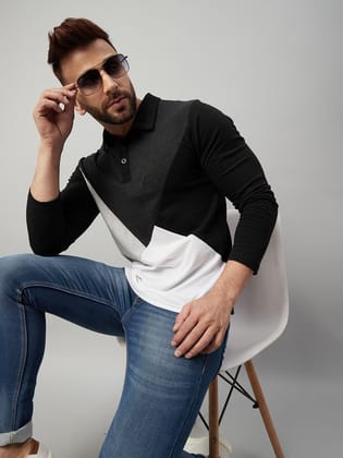 Gritstones Men Multicolor Full Sleeve Cotton Color Block T-Shirt