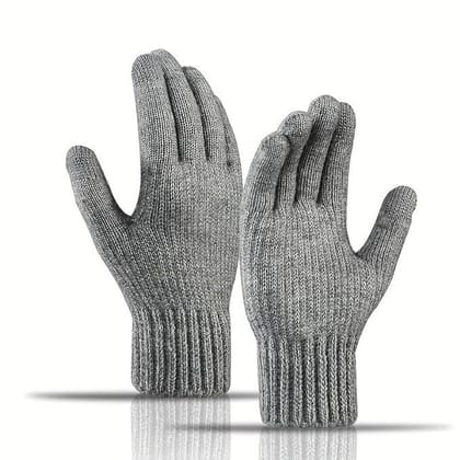 Men & Women Winter Gloves - Touchscreen, Knitted, Elastic Cuff, Thermal, Versatile - Great Gift Idea for Festival-Grey