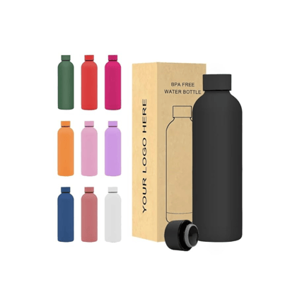 Personalized Name Stainless Steel Water Bottle - 500ml, Hot & Cold-Black