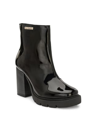 Chic Black Patent Leather Ankle Boot For Women-Black / 4