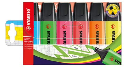 STABILO BOSS ORIGINAL - Highlighter Pen - Wallet of 6 (Assorted Neon Colours)