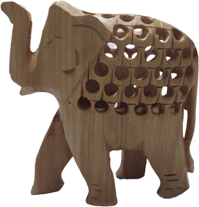 Bharat Traders Wooden Netted Elephant - 2.5