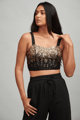 Ombre Sequin Bralette-XS / Black