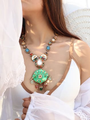 Haifa Multicolored Polki Necklace-Multicolored