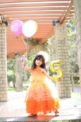 Sunset Ruffled Party Dress-1-2yrs / Orange / Gown