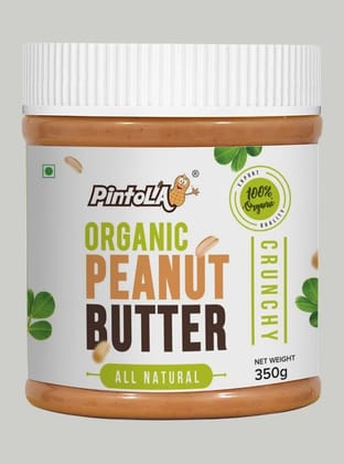 Pintola Organic All Natural Peanut Butter - Unsweetened, Crunchy, 350 gm