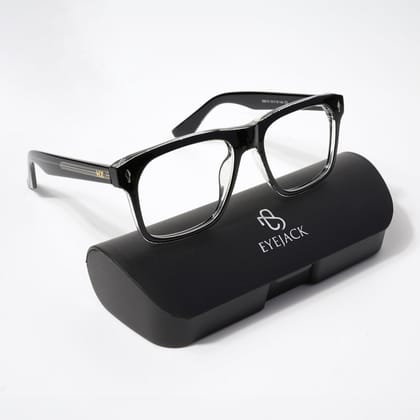 HEXXA Black & Transparent Square Eyeglasses for Men & Women (S9010CL473-C2)