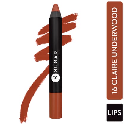 Sugar Matte As Hell Crayon Lipstick With Free Sharpener - 16 Claire Underwood, 2.8 gm