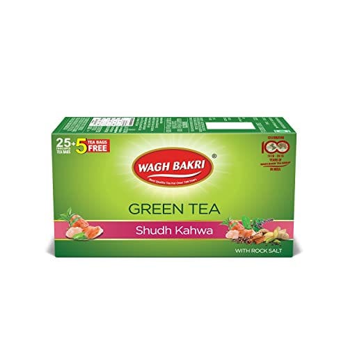 Wagh Bakri Green Tea Shudh Kahwa Tea, 25 Tea Bag - 2.5 gm Each