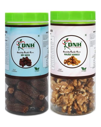 DRY FRUITS COMBO 500 GRAMS PACK 250 X 2 PC    DATES | WALNUT       - Improves Digestion, Strengthens Immunity