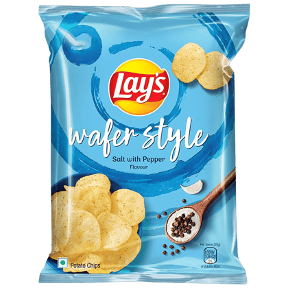 Lays Wafer Style Potato Chips - Salt With Pepper Flavour, Crispy Thin Snacks, 40 G