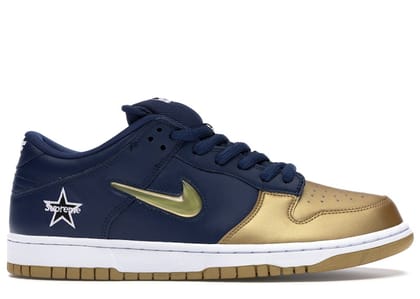 Nike Sb Dunk Low Supreme Jewel Swoosh Gold-UK 7